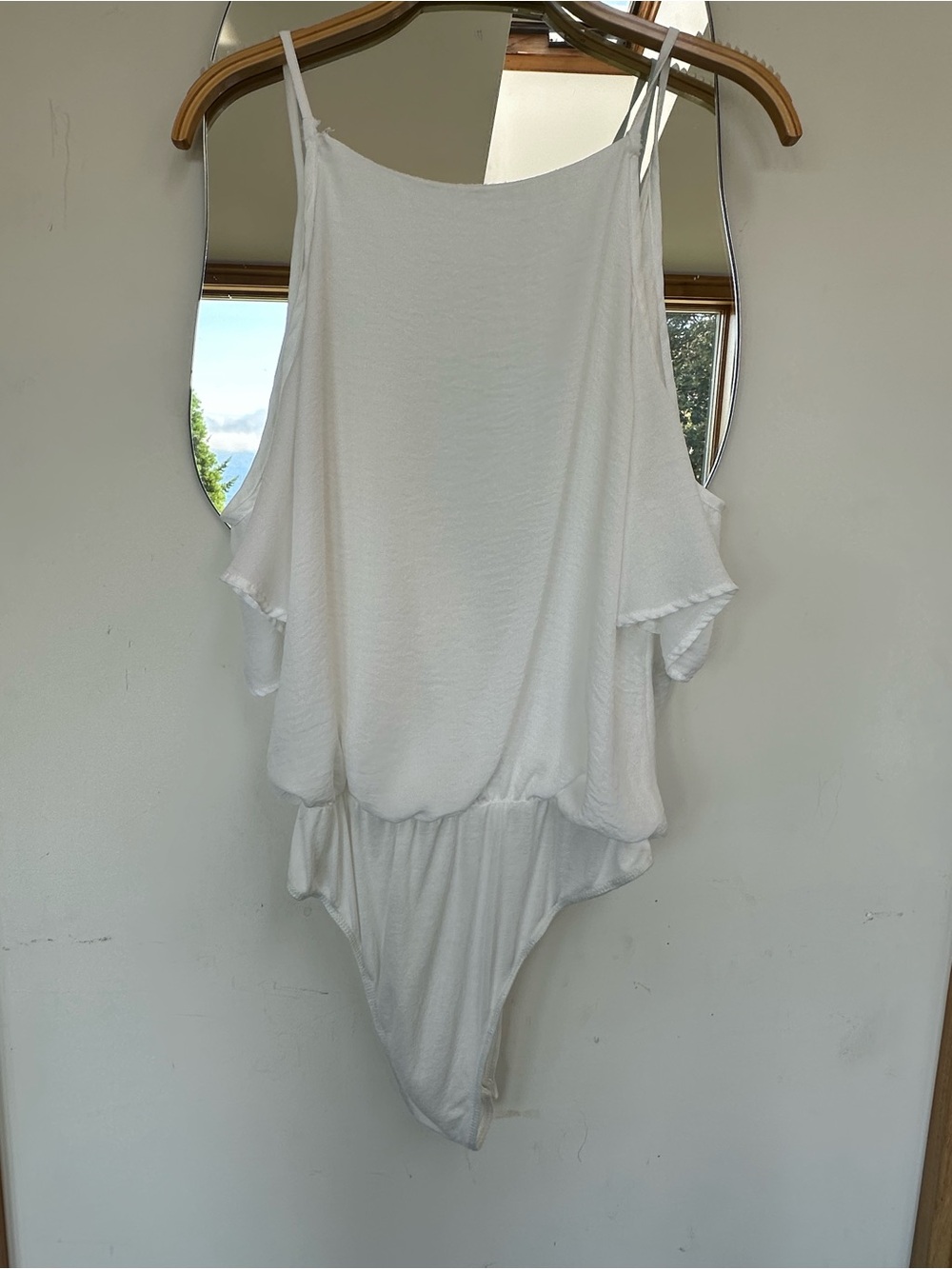 Leith White Cold-Shoulder Bodysuit